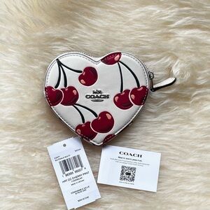 Coach Heart-Shaped Cherry Print Coin Purse